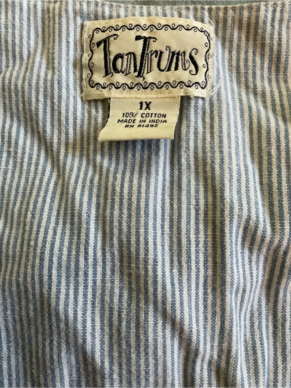 Tantrums 100% Cotton Blue and White Striped Sleeveless Button Vest - Picture 6 of 8